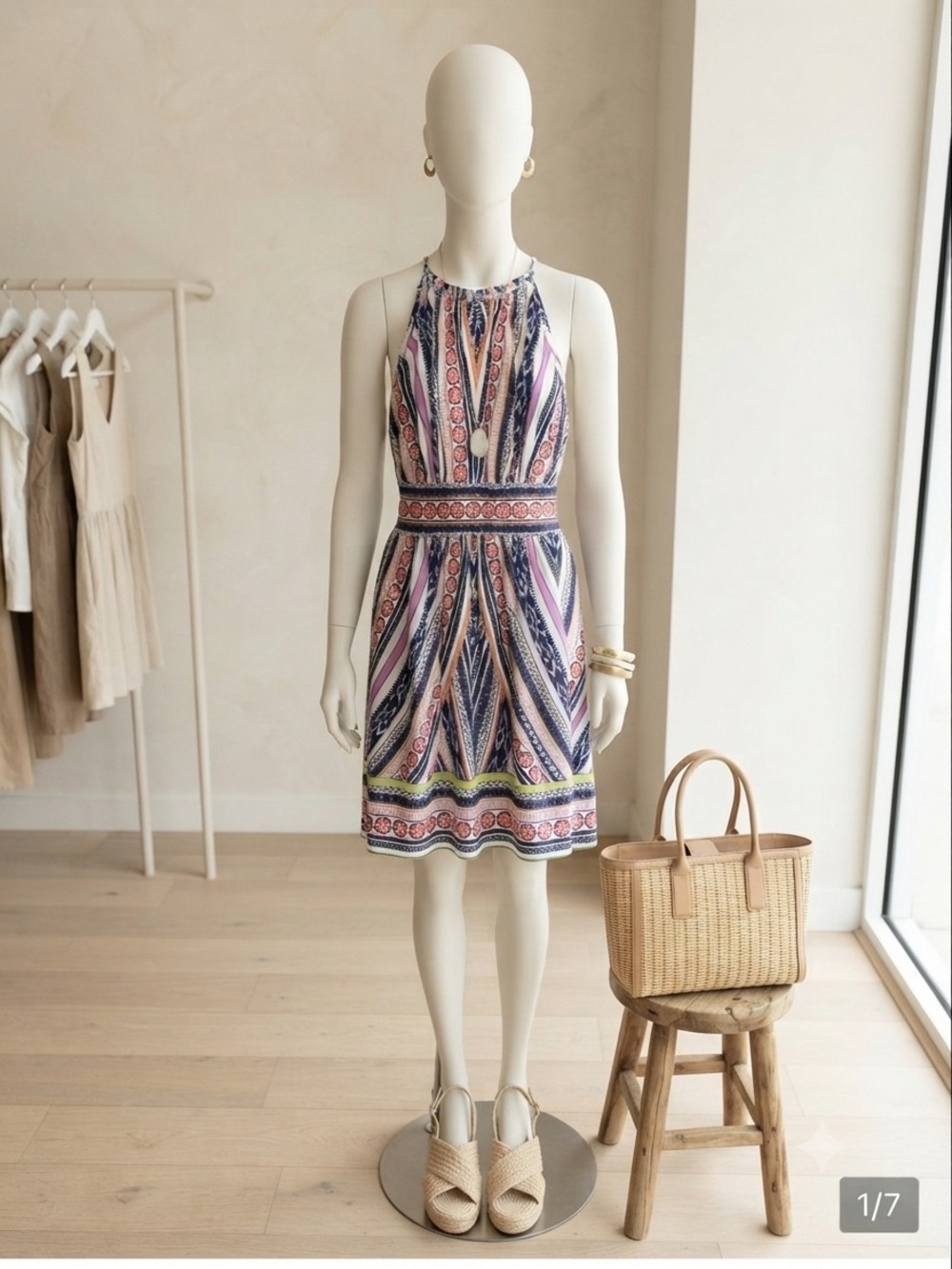 London Times Bohemian Geometric halter neck Dress size 8